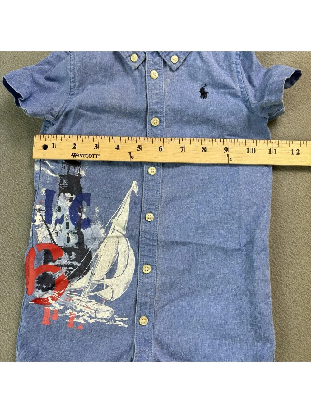 Ralph Lauren Sailing Sail Boat Romper Size 12M Blue